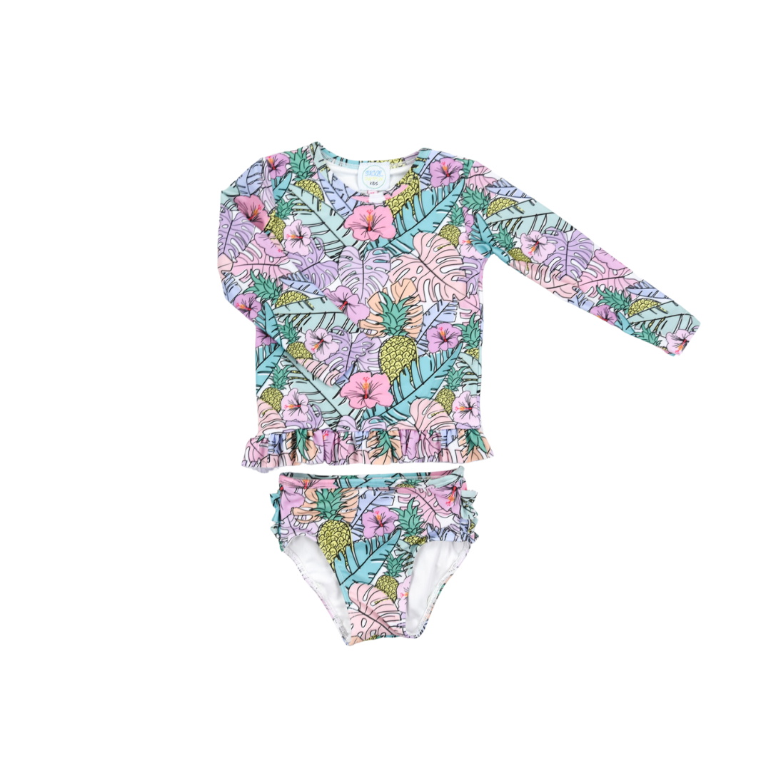 Girls Luau Long Sleeve Rashguard Set