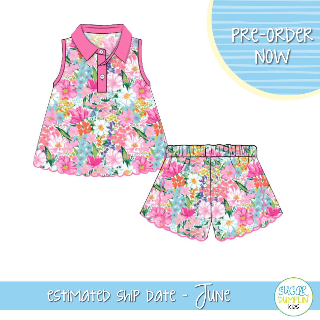 PO103: Fun Floral Athleisure Short Set