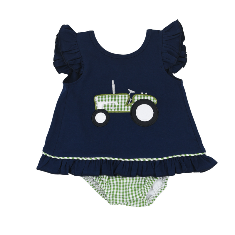 Tractor Appliqué Girl Bloomer Set