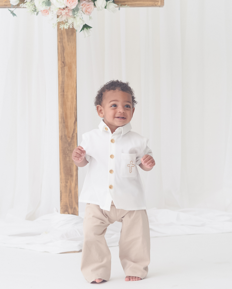 Linen Cross Boys Pant Set