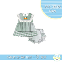 PO115: Gingham Pumpkins Girls Bloomer Set