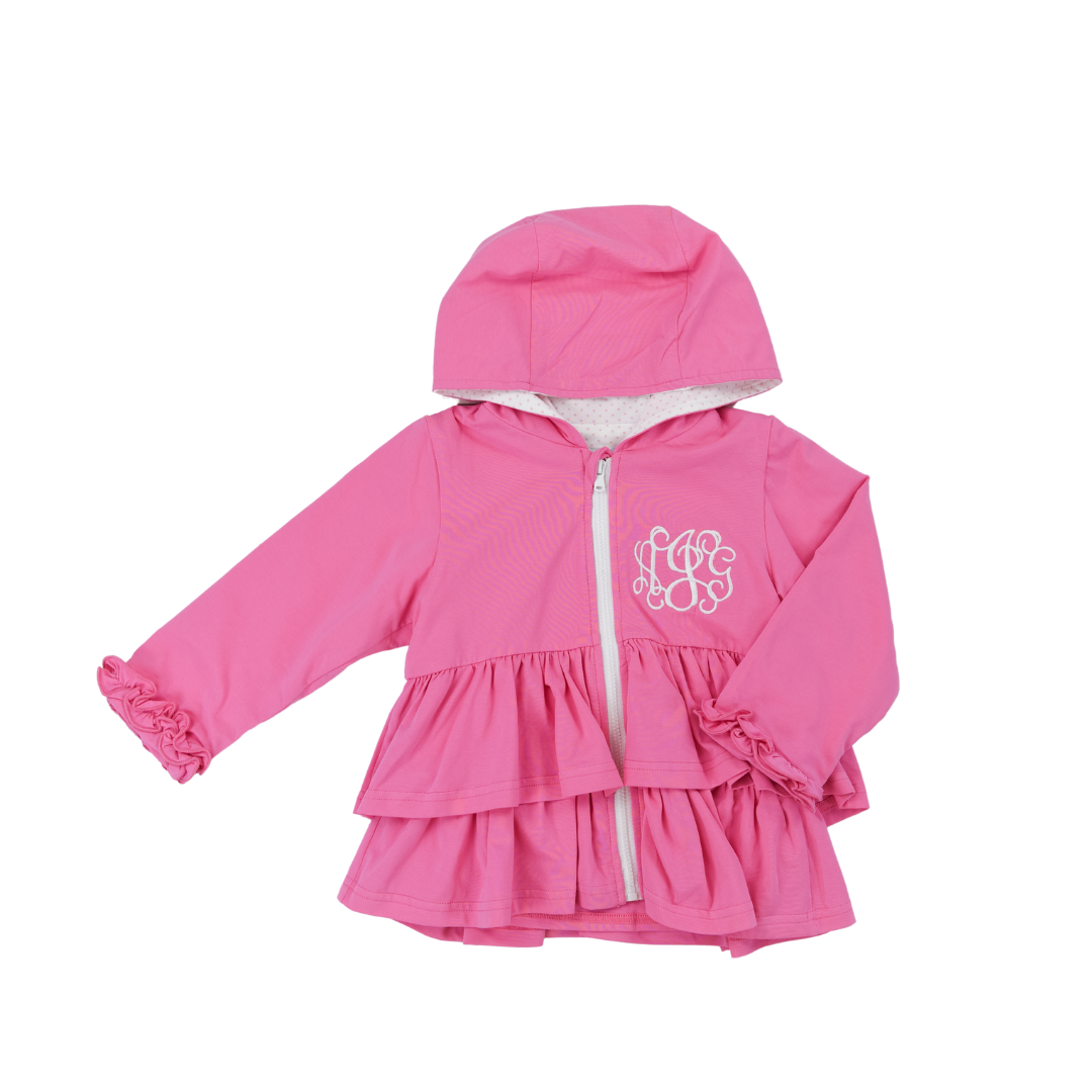 Girls Pink Knit Zip Up Jacket