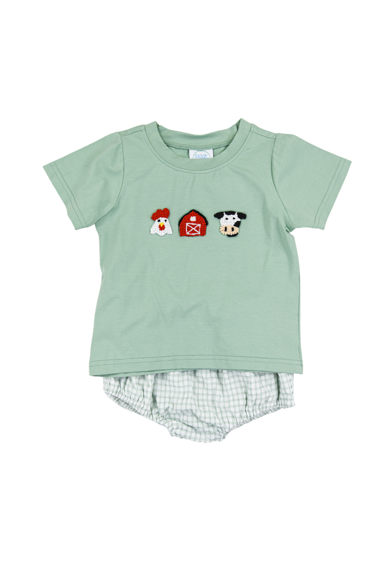 Boys French Knot Farm Diaper Set