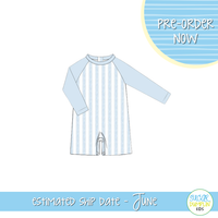 PO112: Smocked and Stripes Boys Rashguard Swimsuit
