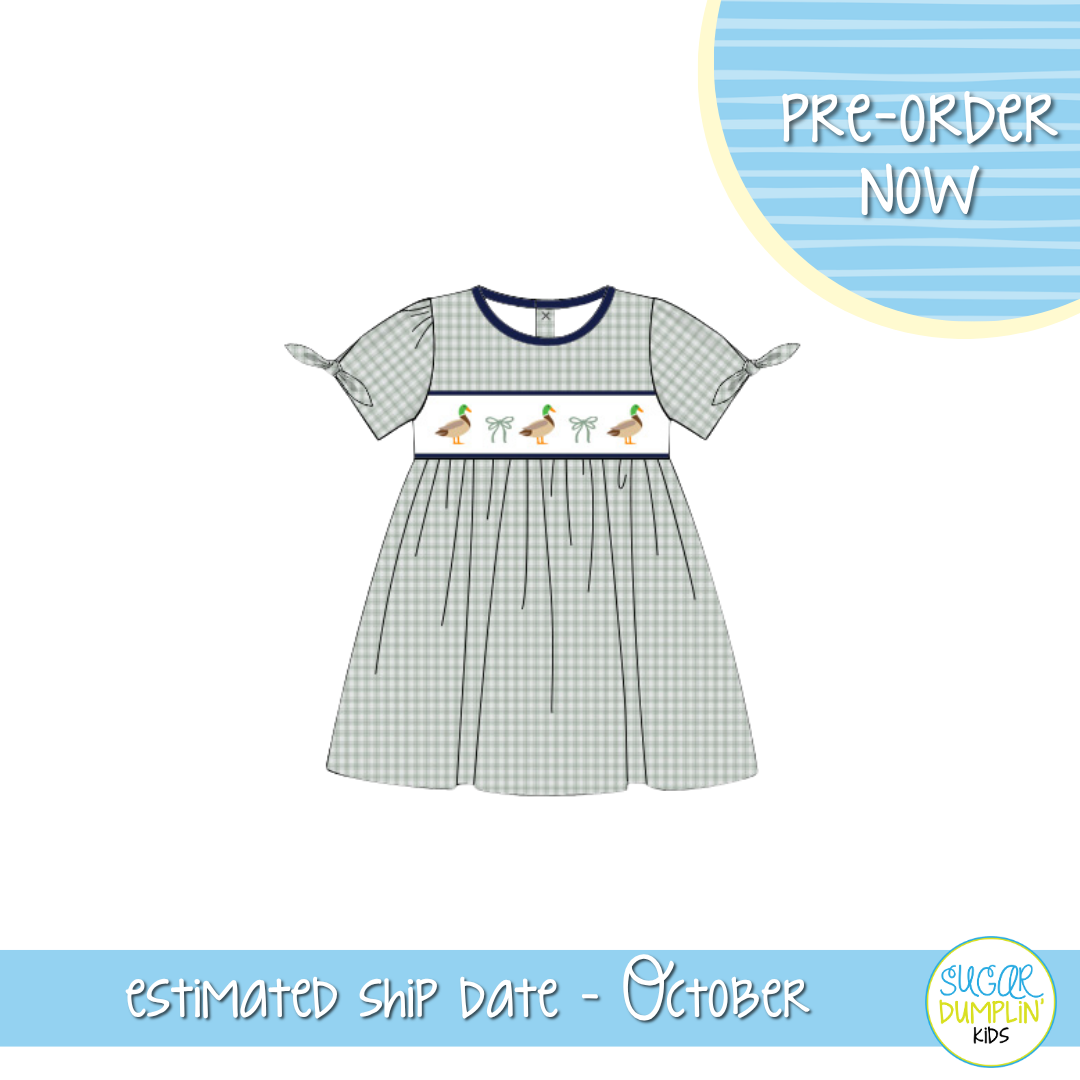 PO115: Smocked Mallard Girls Dress