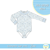 PO112: Smocked and Stripes Girls One Piece Swimsuit