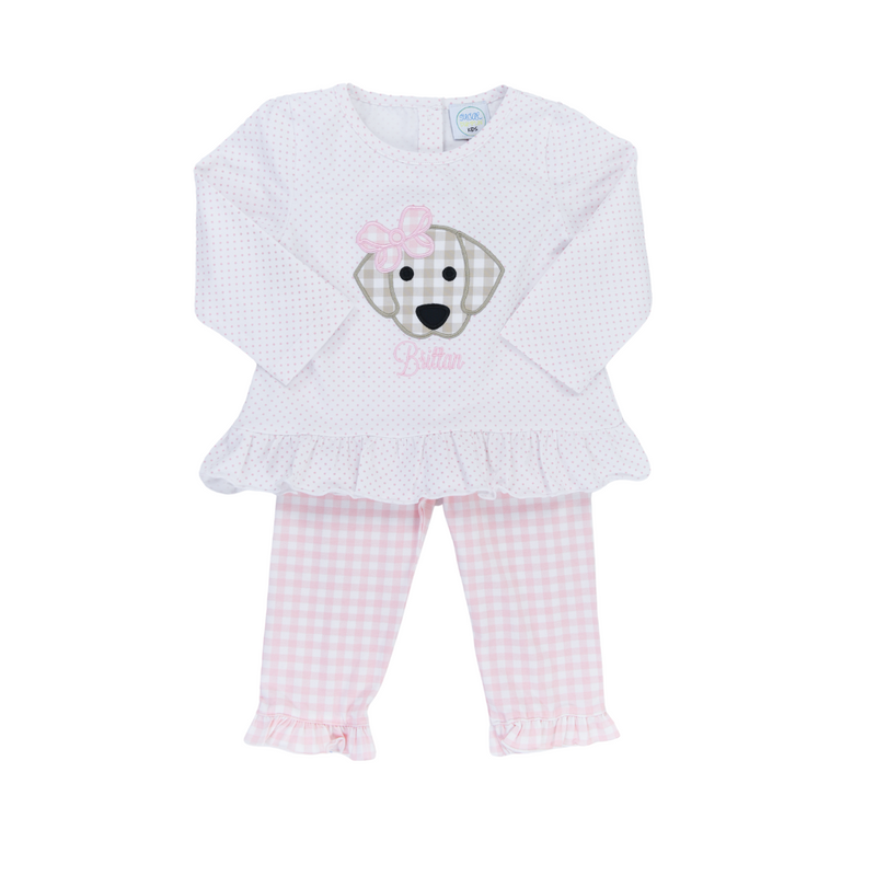 Pink Bitty Dot Pup Pant Set