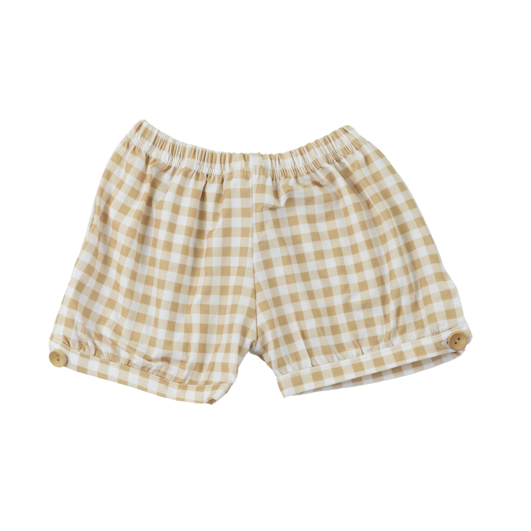 Boys Khaki Gingham Banded Shorts