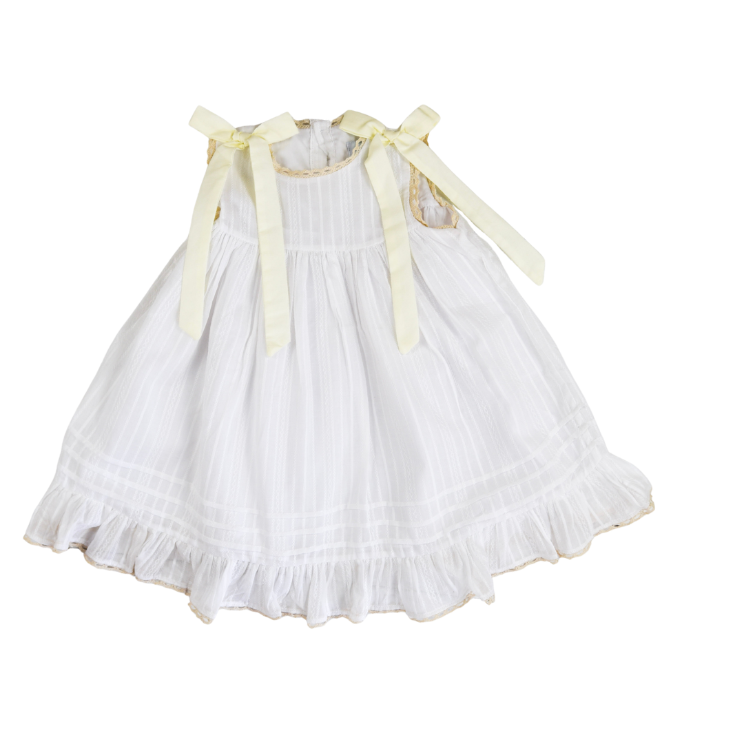 PO110: Linen White Girls Dress