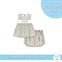 PO115: Harvest Name Smocks Girls Short Set