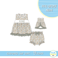 PO115: Harvest Name Smocks Girls Bloomer Set