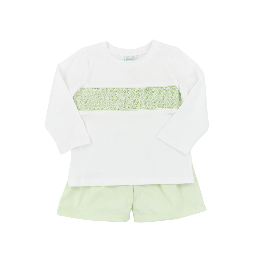 PO110: Elegant Smock Boys Long Sleeve Short Set