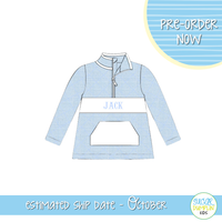 PO115: Boys Blue Quilted Name Pullover