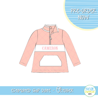 PO115: Girls Blush Quilted Name Pullover