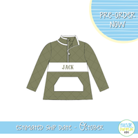 PO115: Boys Green Quilted Name Pullover
