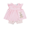 Girls Bunny Applique Bubble Short Set