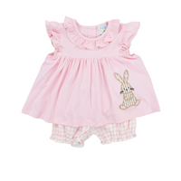 Girls Bunny Applique Bubble Short Set