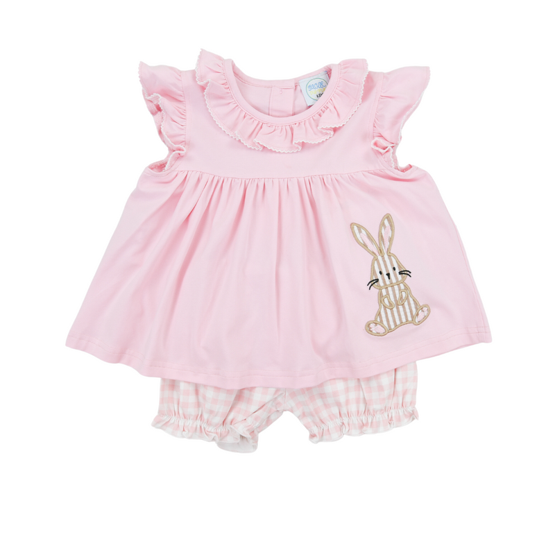 Girls Bunny Applique Bubble Short Set