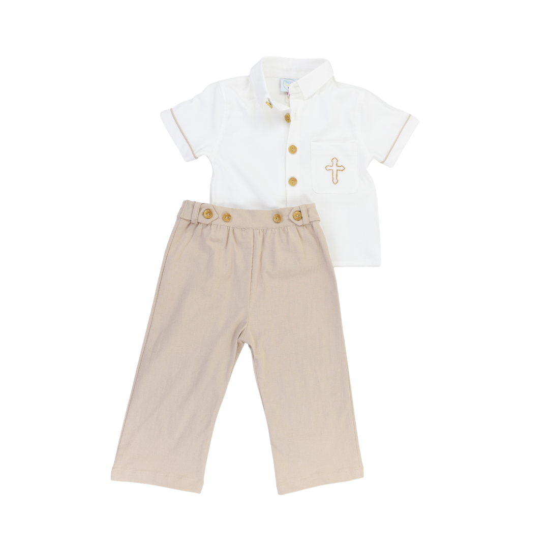 PO110: Linen Cross Boys Pant Set