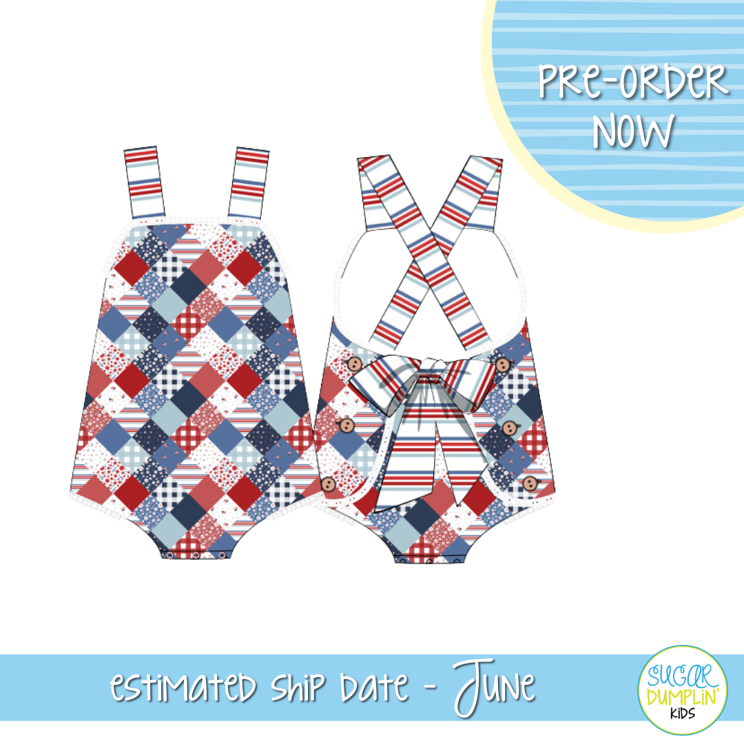 PO103: Patriotic Patchwork Girls Sunsuit