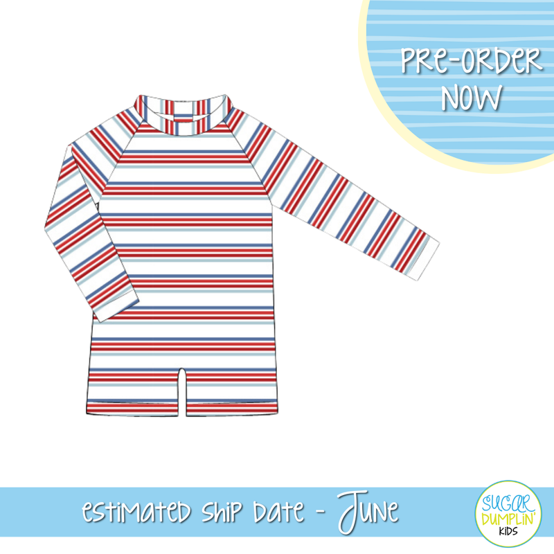 PO103: Patriotic Patchwork Boys Swimsuit