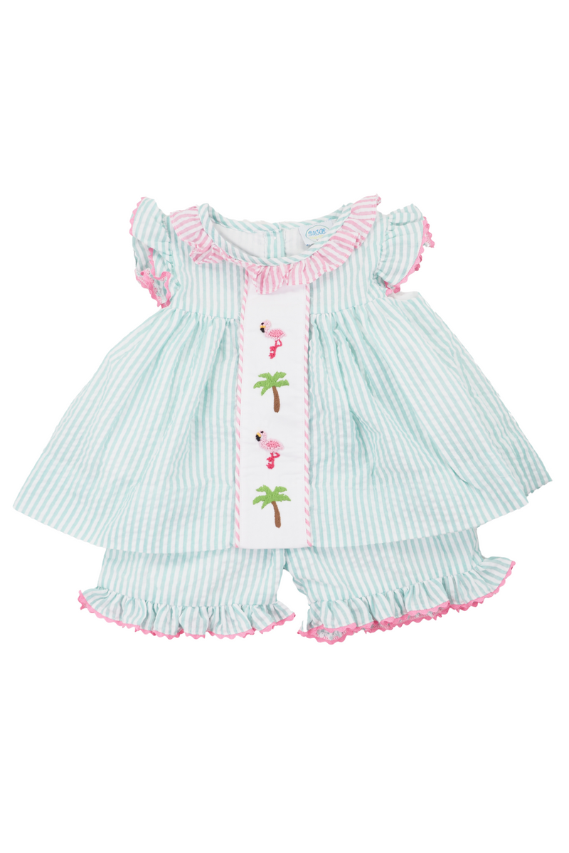 Girls Flamingo Shorts Set