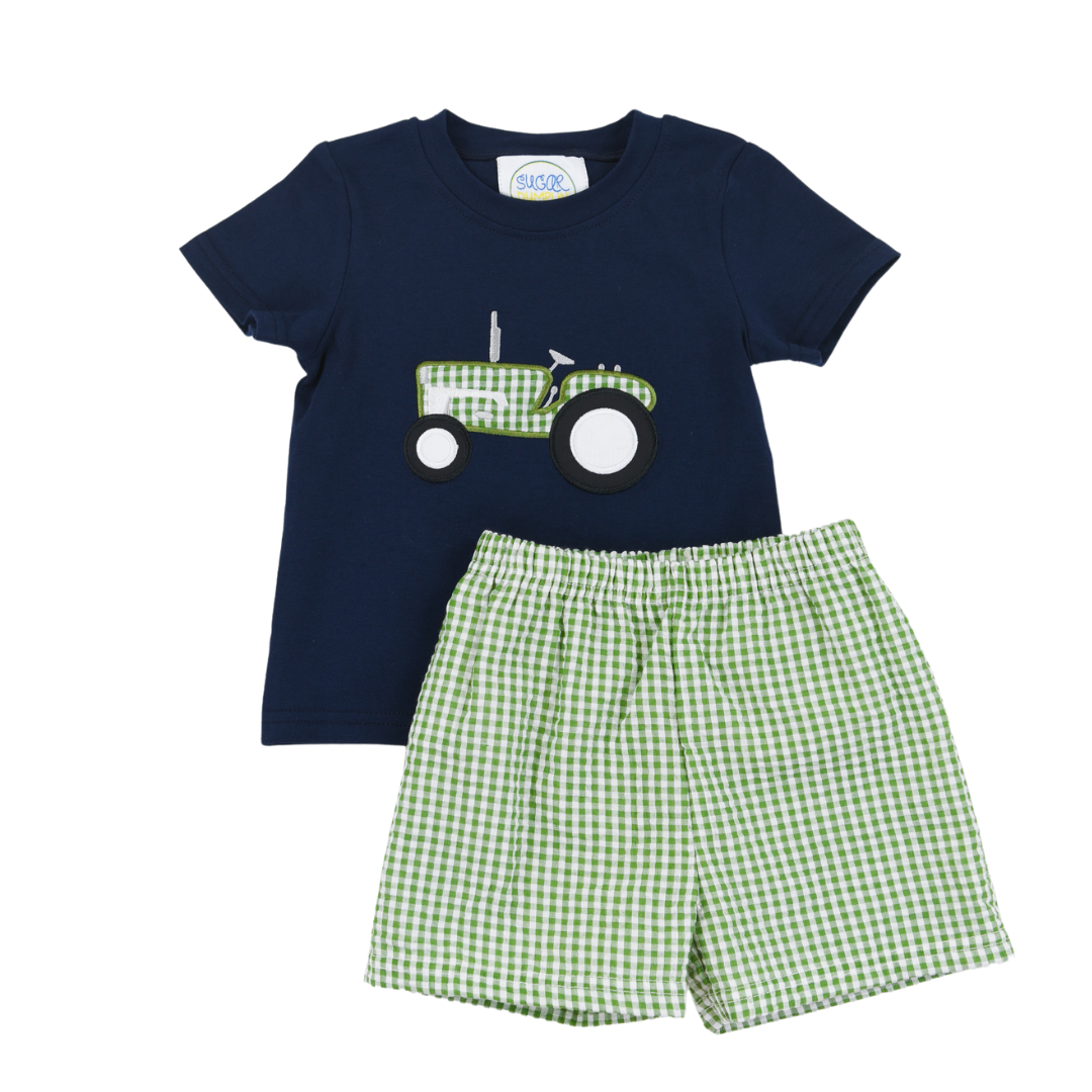 Tractor Appliqué Boy Short Set