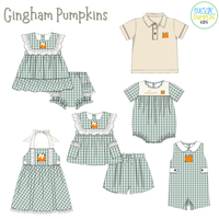 PO115: Gingham Pumpkins Boys Shortall