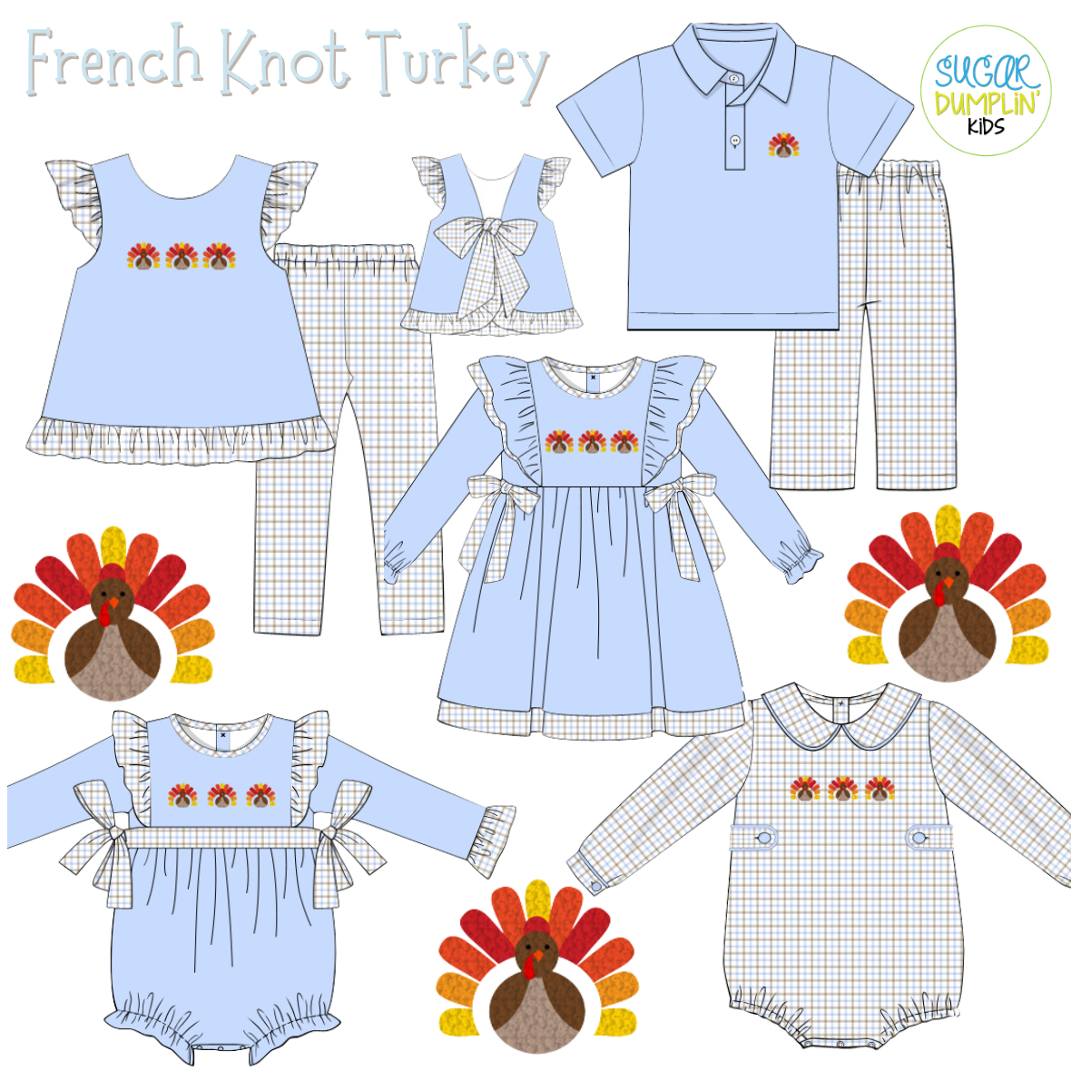 PO115: French Knot Turkey Boys Bubble