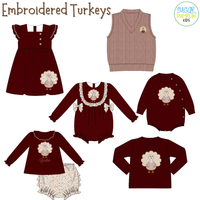 PO115: Embroidered Turkeys Girls Bubble