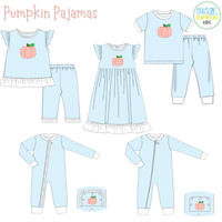 PO115: Pumpkin Pajamas Girls Long Lounge Romper