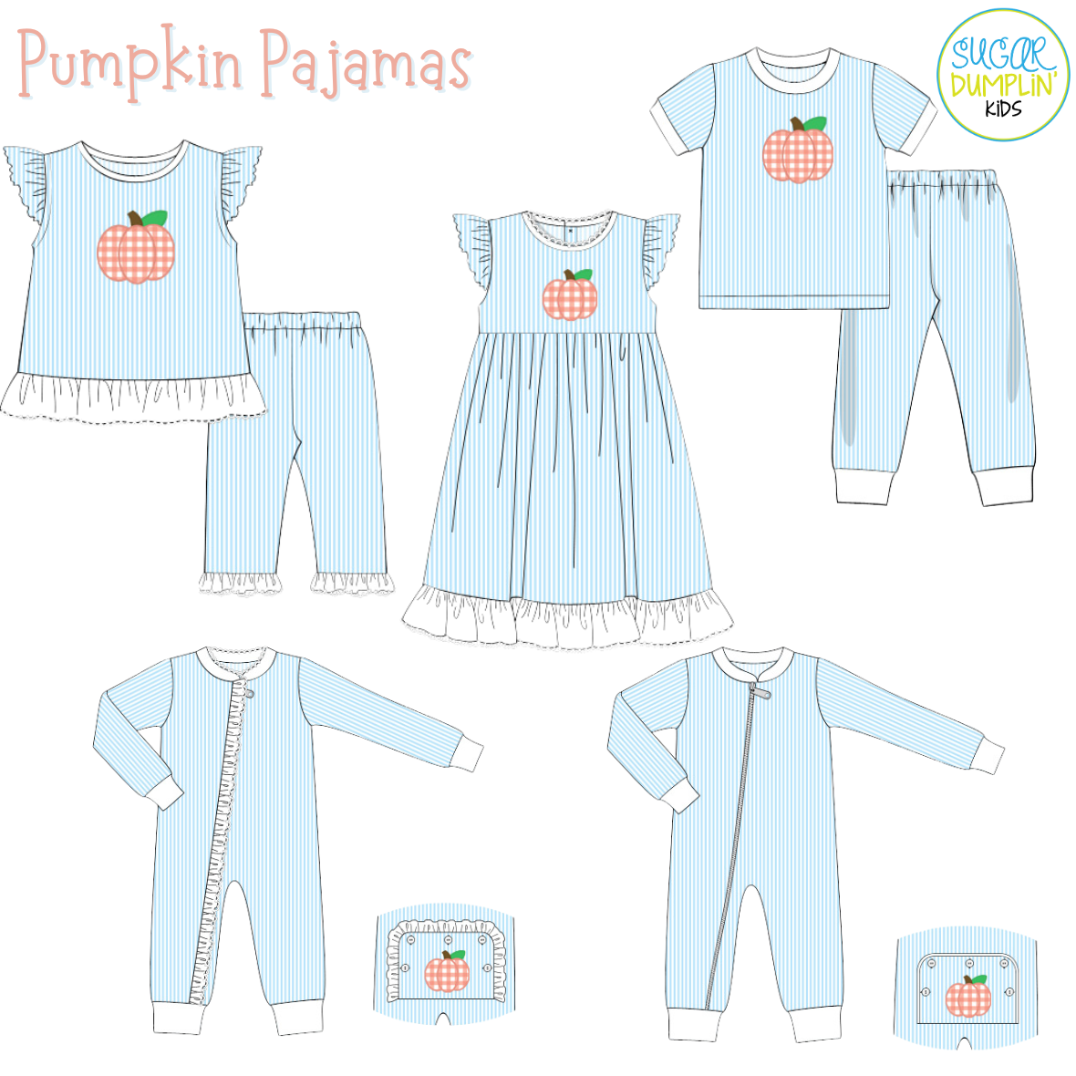 PO115: Pumpkin Pajamas Girls Long Lounge Romper