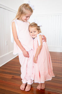 PO110: Linen Pink Girls Pant Set