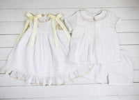 PO110: Linen White Girls Dress