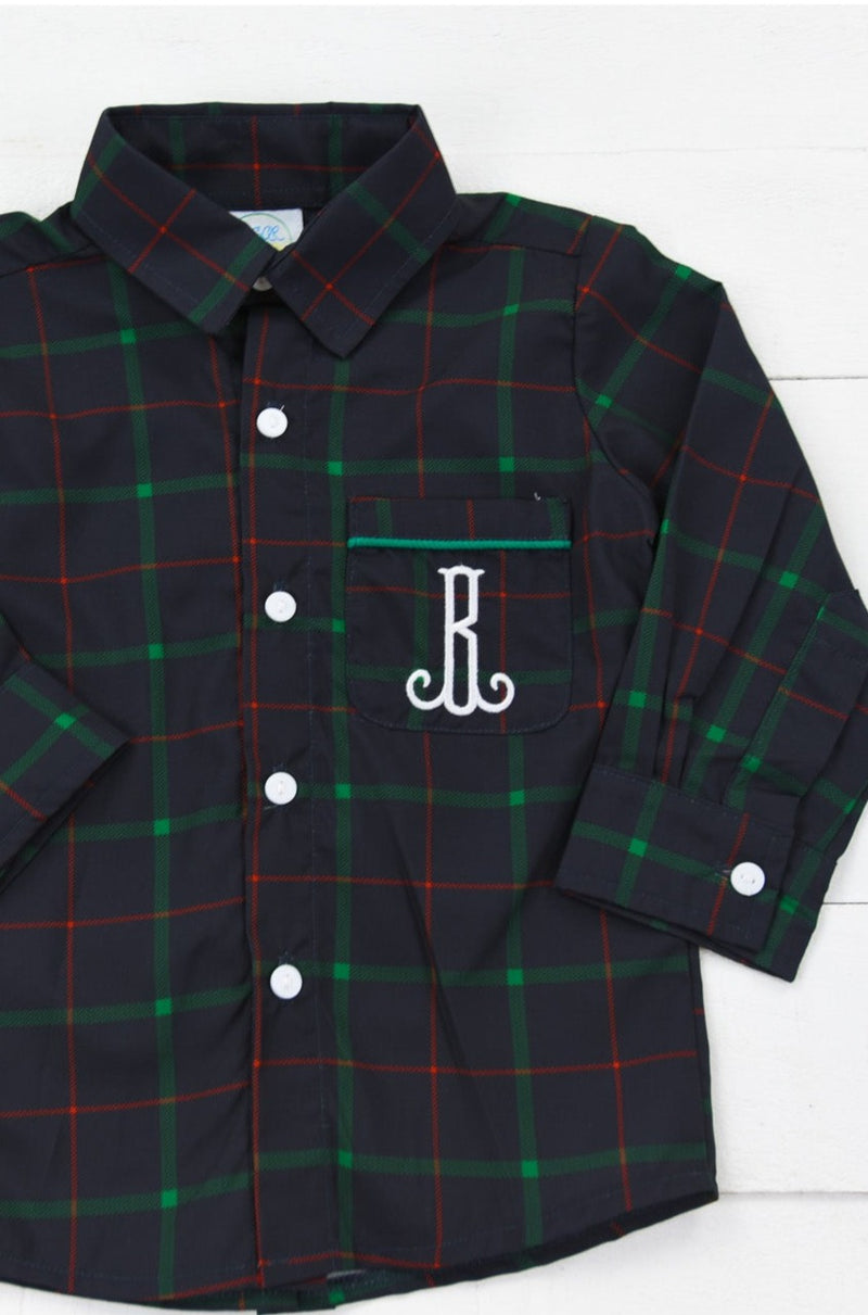 Boys Winter Plaid Button Down