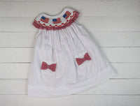 Smocked Flags Girls Dress