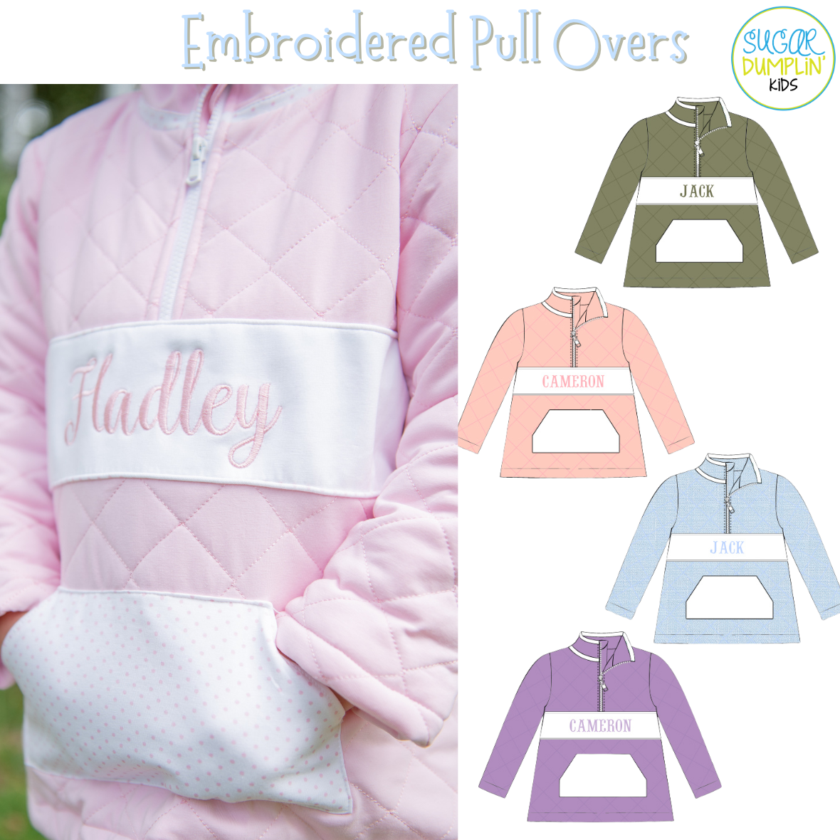 PO115: Boys Blue Quilted Name Pullover