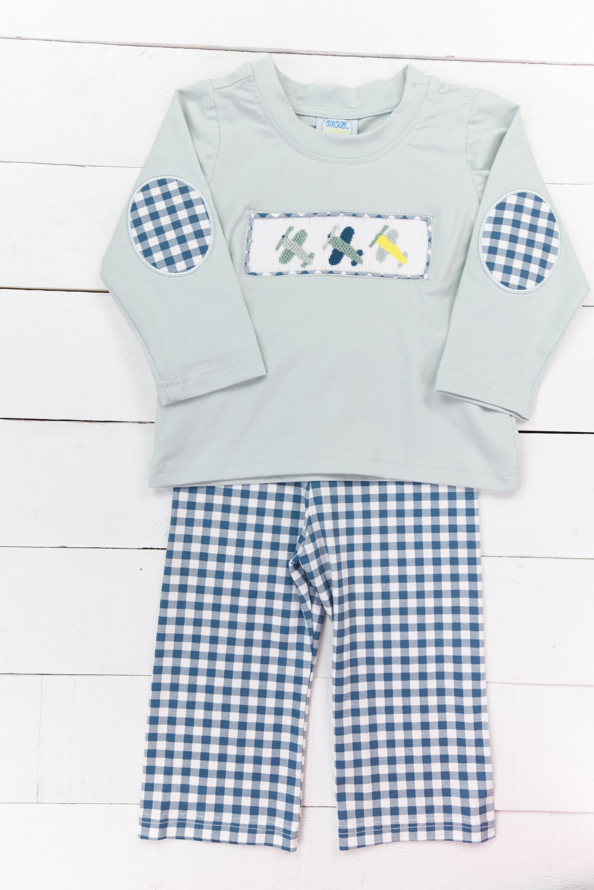 Airplane Smocked Boys Pant Set