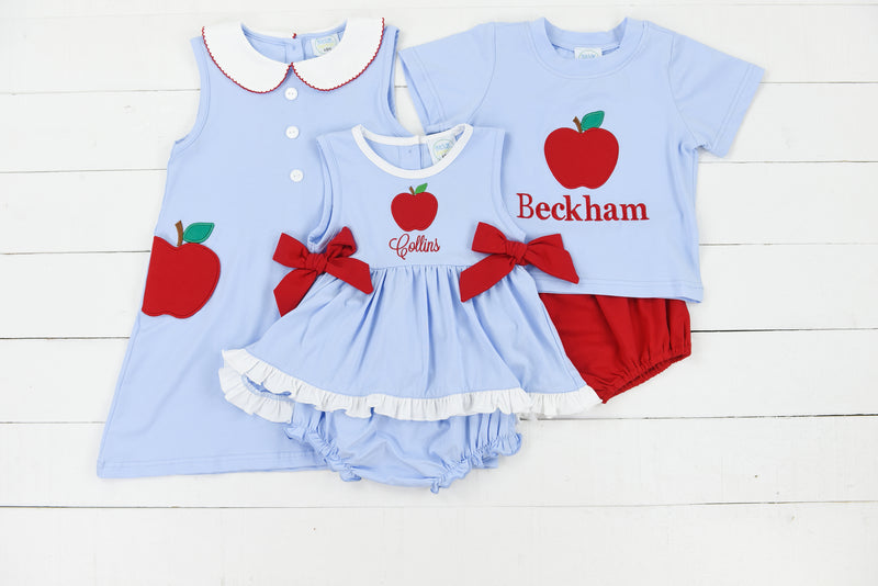 Girls Apple Applique Bloomer Set