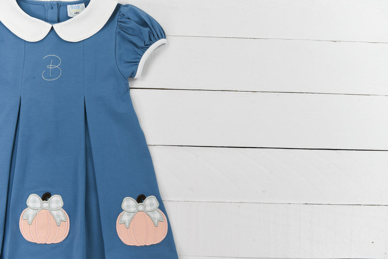 Girls Pumpkin Applique Dress