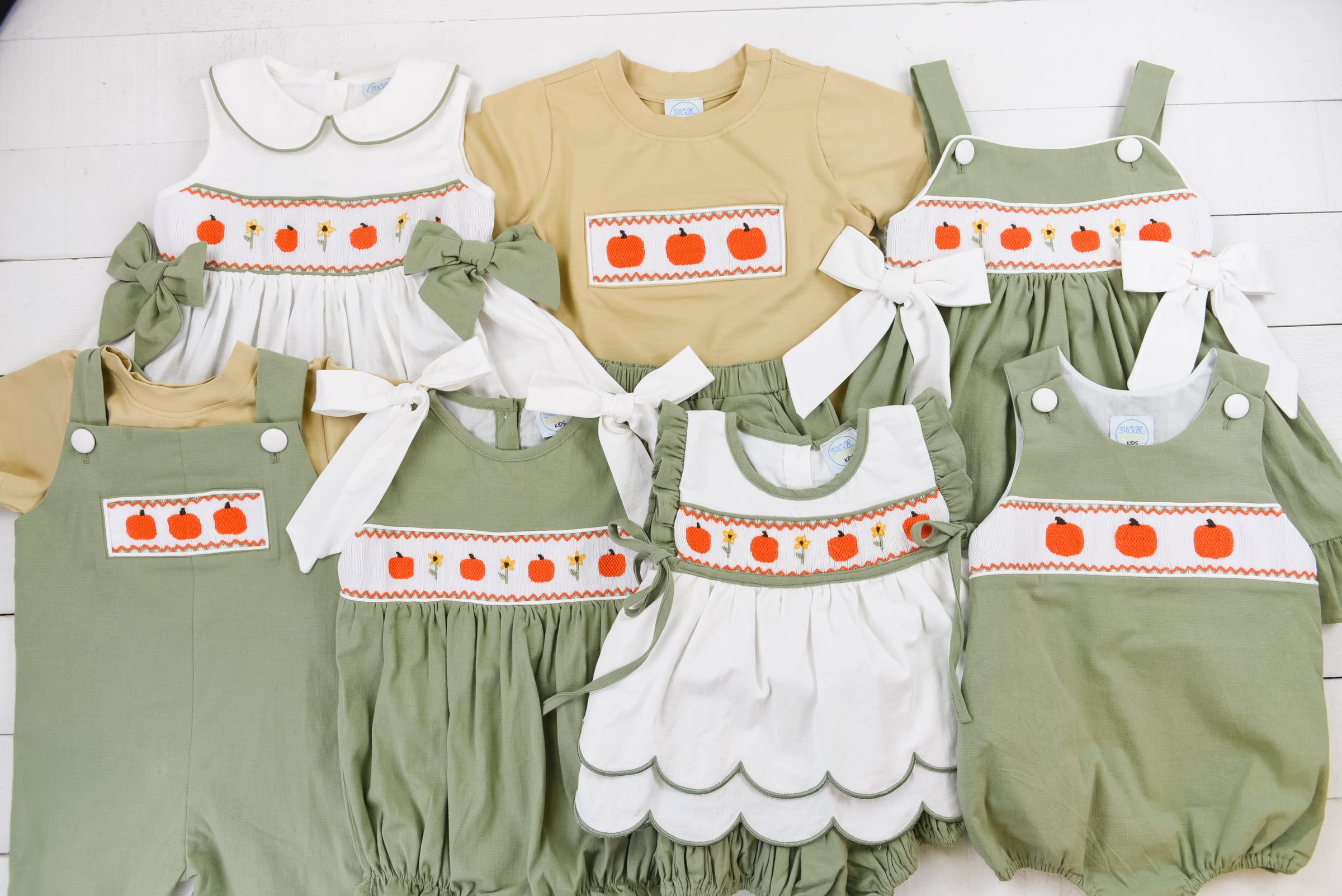 Boys Pumpkin & Poppy Smocked  Short Set