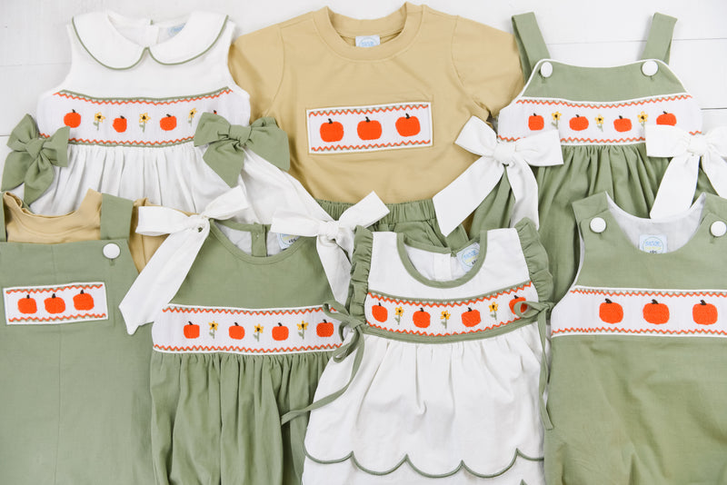 GIrls Pumpkin & Poppy Smocked Bloomer Set