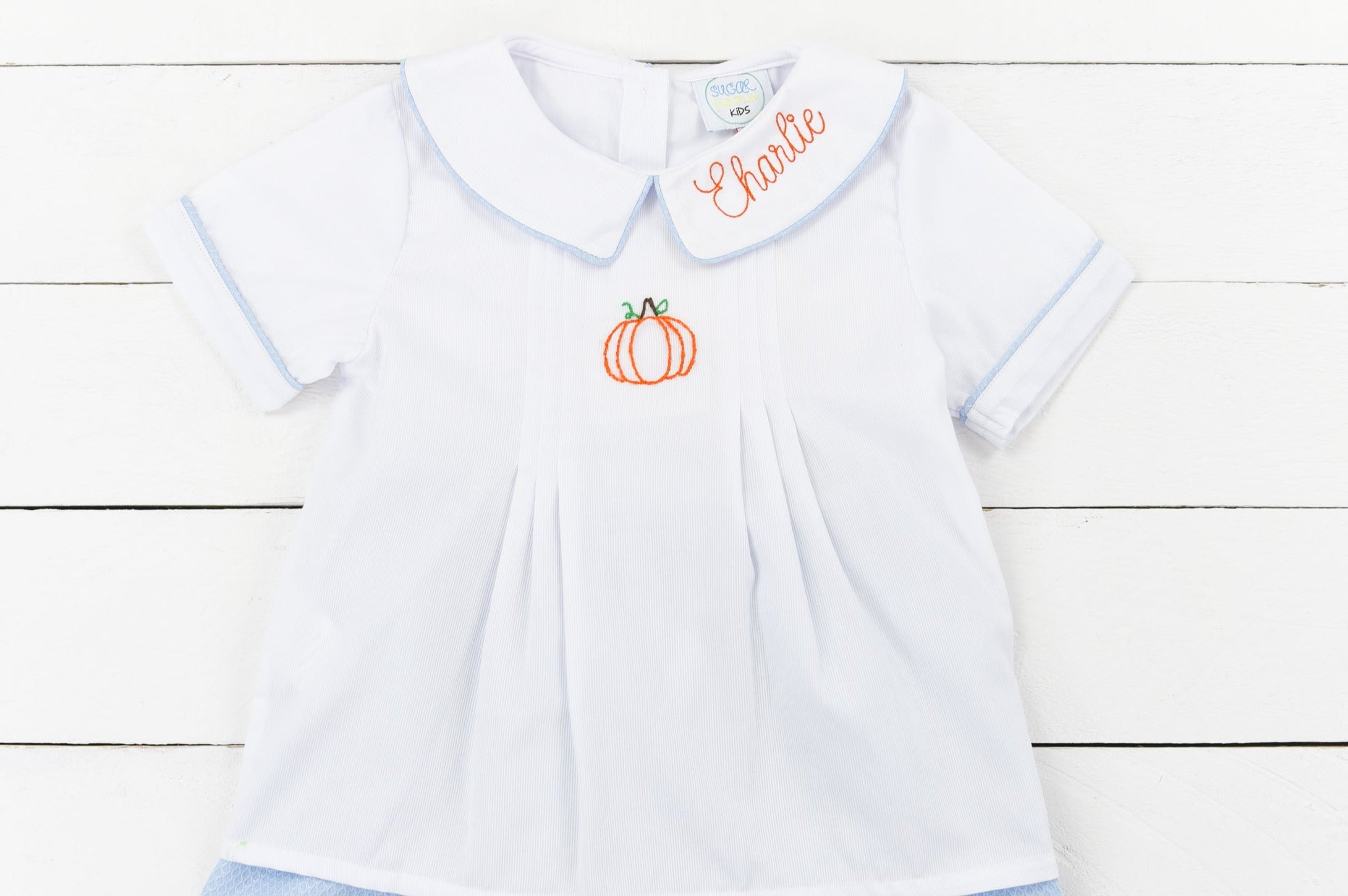 Boys Hand stitched Pumpkins Short Set