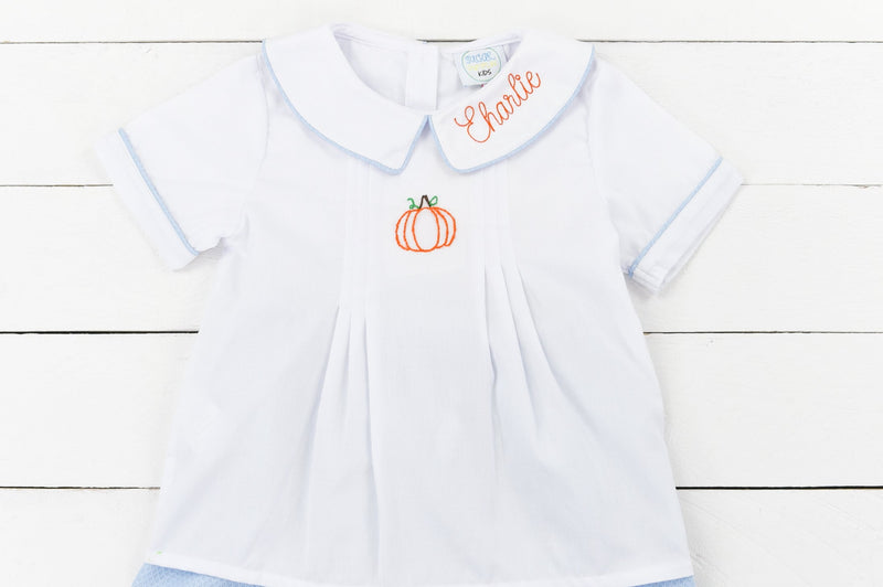 Boys Hand stitched Pumpkins Short Set