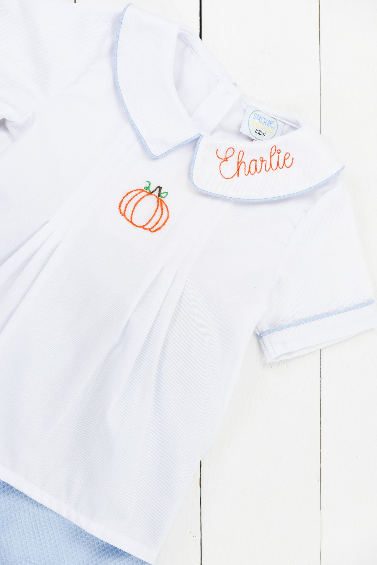 Boys Hand stitched Pumpkins Short Set