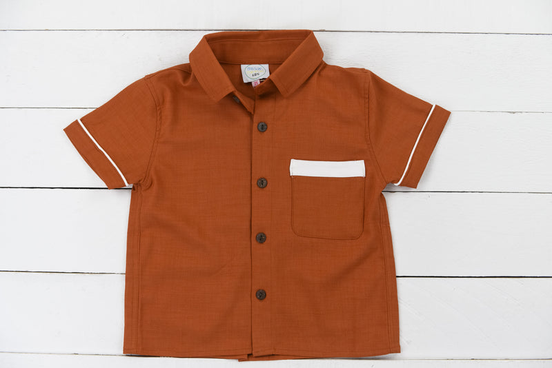 Boys Rust Linen Shirt