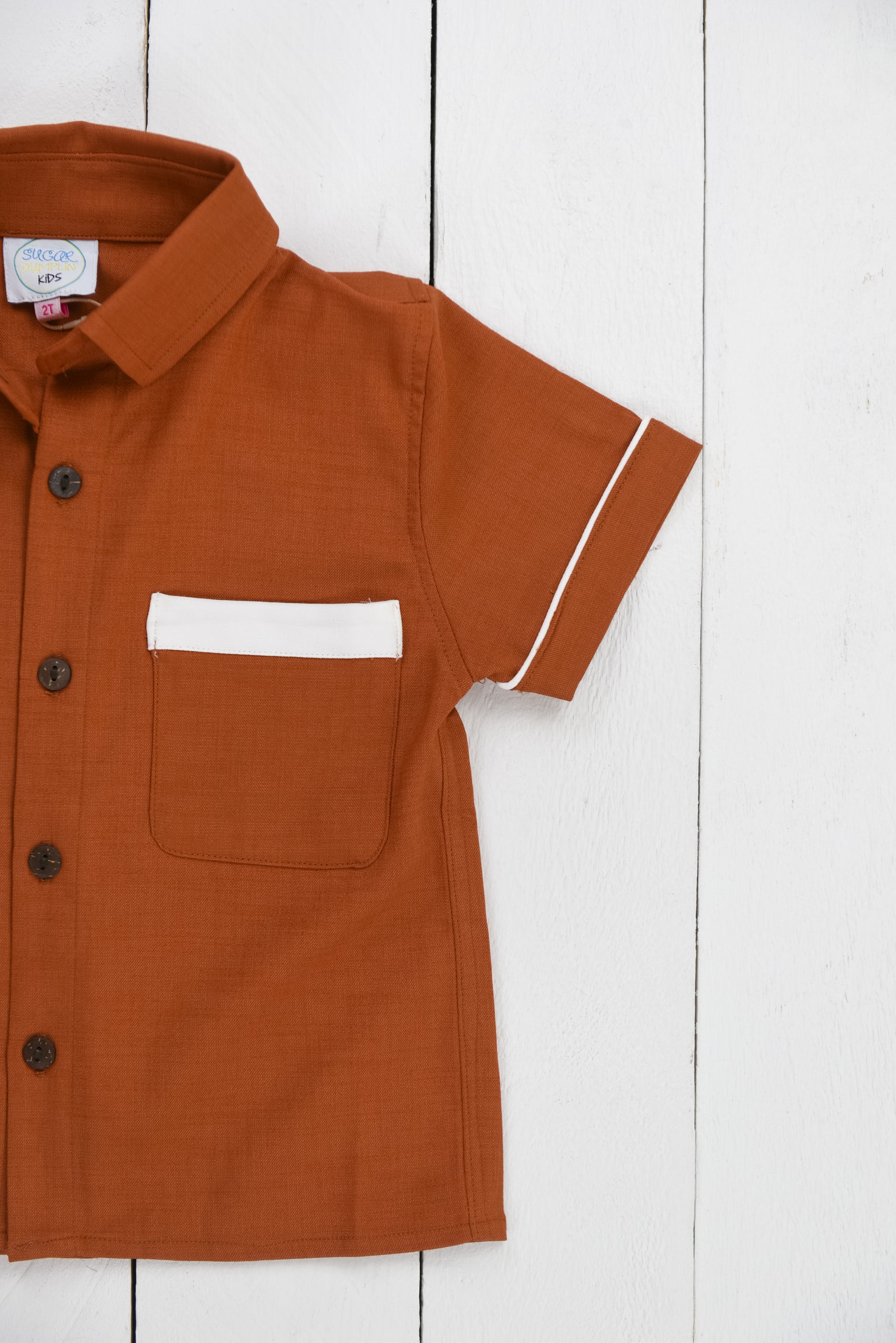 Boys Rust Linen Shirt