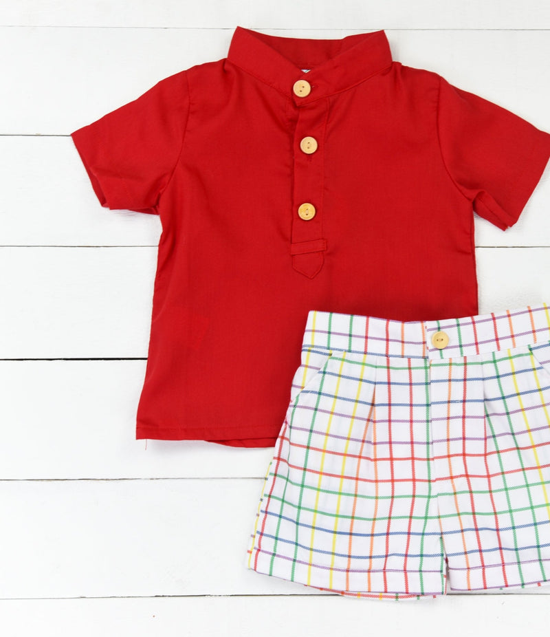 Boys Perfectly Plaid Shorts Set