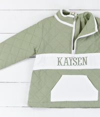 Olive Quilted Name Embroidered 1/2 Zip