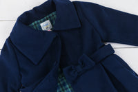 Girls Navy Pea Coat with Bow Belt